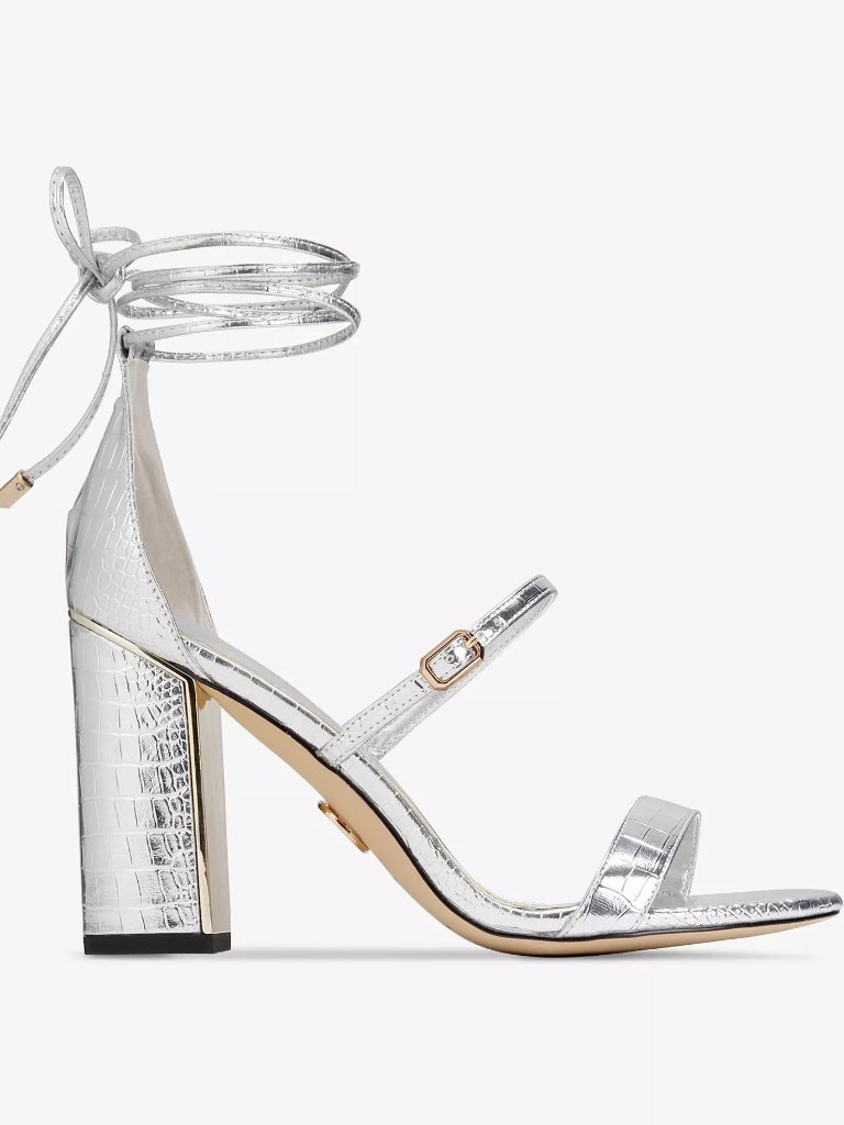 Things 2 Come Kaysee Strappy Sandals - Silver Croco Metallic Retail $165